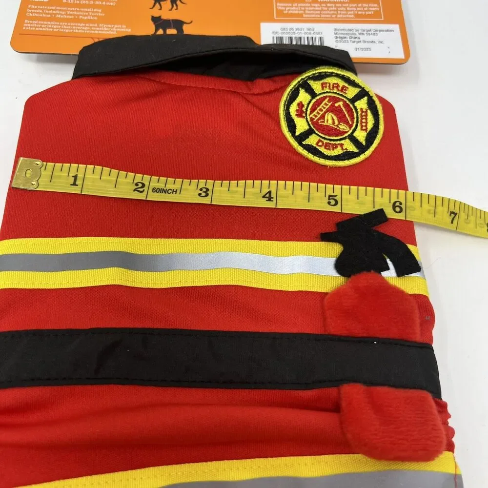 Size XS Hyde and Eek! Firefighter Pet Costume Halloween ( up to 10 lbs )